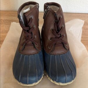 Cozy Brown and Blue Kids Boots